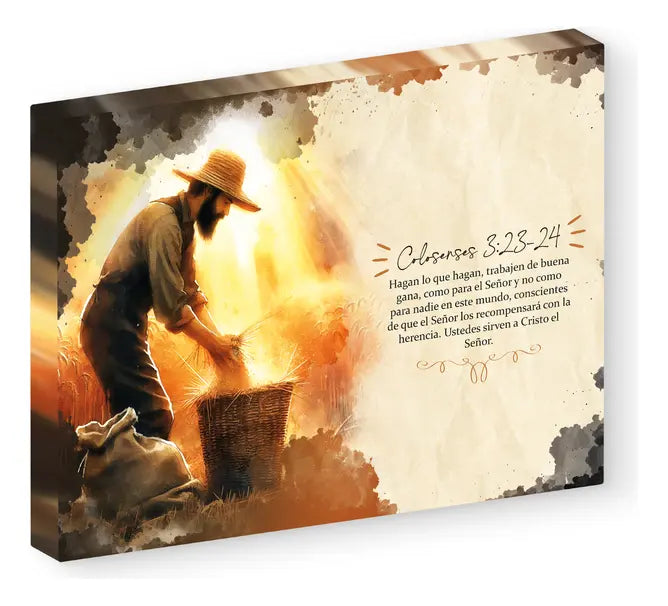 Cuadro Arte Biblico Canvas 45x60 Versiculo Colosenses 3:23