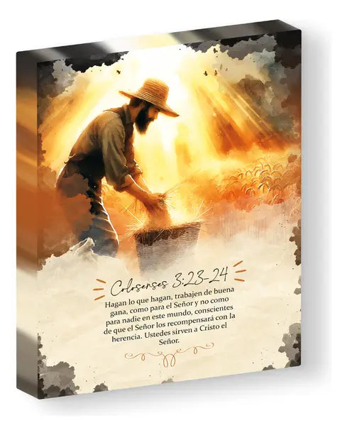 Cuadro Arte Biblico Canvas 45x60 Versiculo Colosenses 3:23