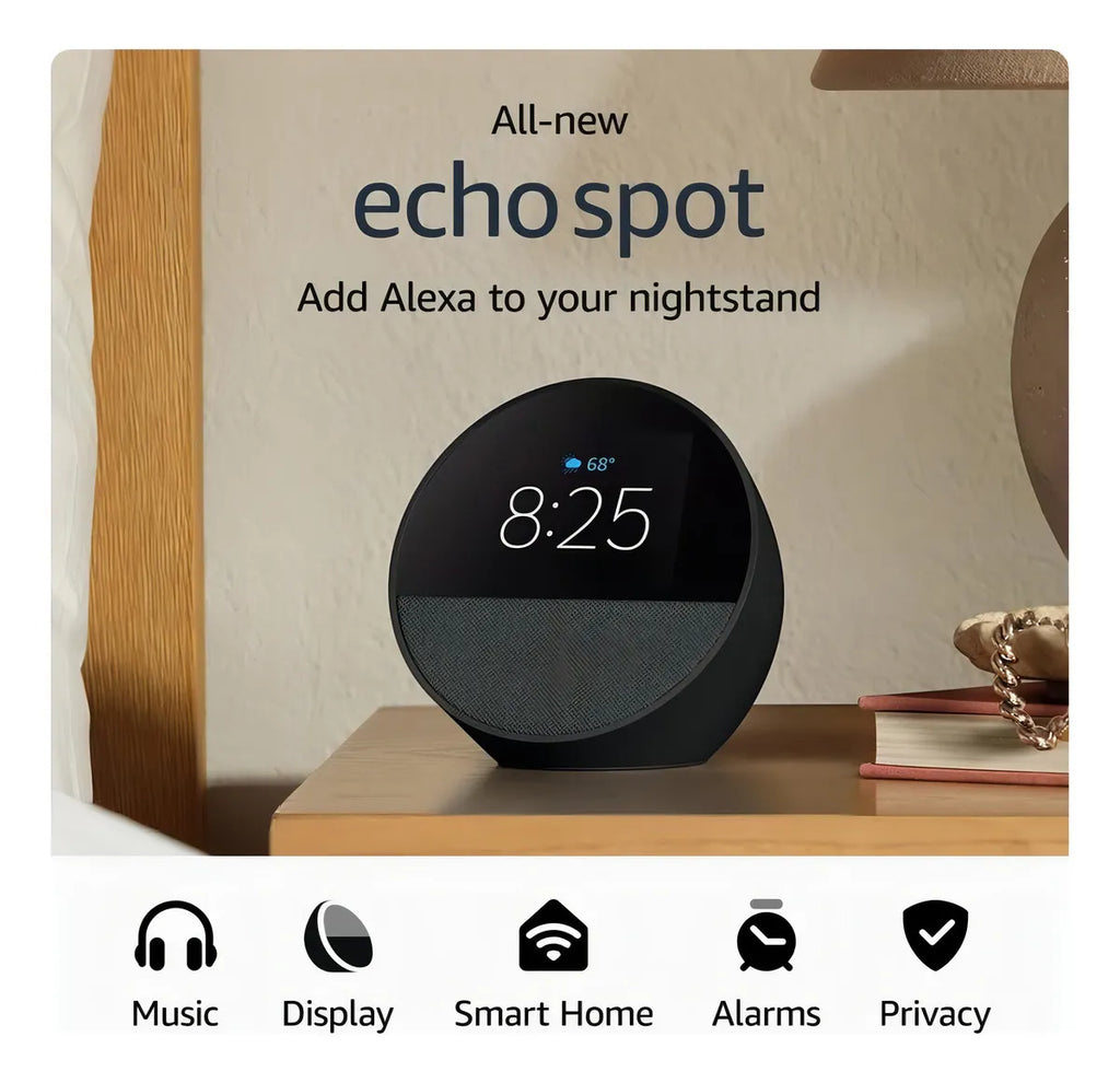 Amazon Echo Spot Bocina Y Despertador Inteligente Negro B0bf